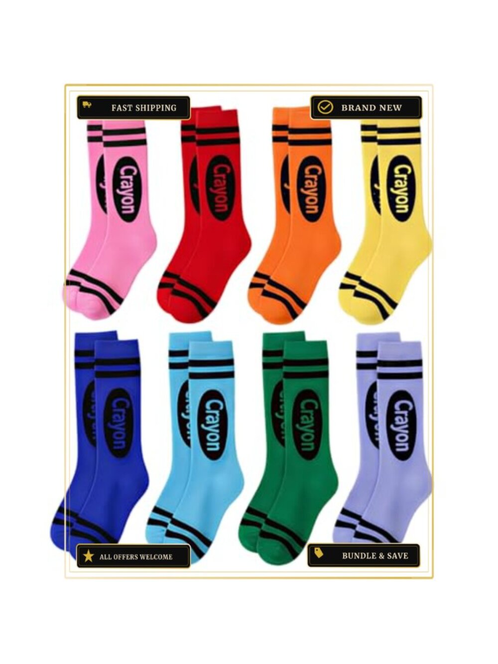 Crayon Knee High Socks Polyester Elastic Novelty Teacher Halloween
